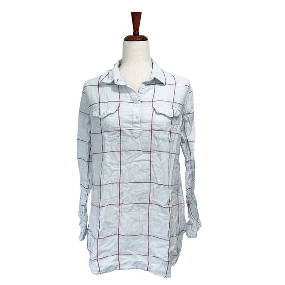 AMK Jackson Hole Wyoming Wome's Shirt Large Henley Blue Plaid Gorpcore Hiking (7 - Picture 1 of 9